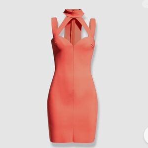 Chiara Boni Women's Red Shams Cut-Out Bodycon Dress Size 50
